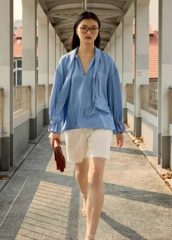 Love, Bonito Weekend|Vacation*Relaxed Chambray Drop Shoulder Blouse