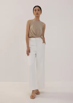 Love, Bonito Work Tops|Petite-Friendly*Relaxed Satin Round Neck Crop Top
