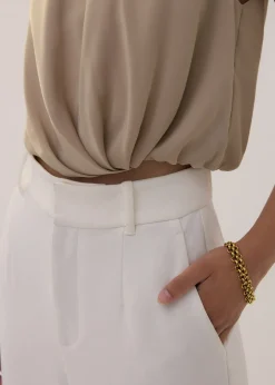 Love, Bonito Work Tops|Petite-Friendly*Relaxed Satin Round Neck Crop Top