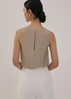 Love, Bonito Work Tops|Petite-Friendly*Relaxed Satin Round Neck Crop Top