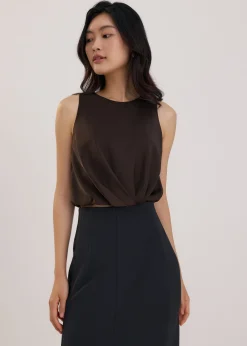 Love, Bonito Work Tops|Petite-Friendly*Relaxed Satin Round Neck Crop Top