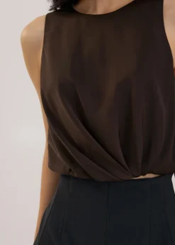 Love, Bonito Work Tops|Petite-Friendly*Relaxed Satin Round Neck Crop Top