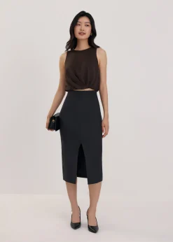 Love, Bonito Work Tops|Petite-Friendly*Relaxed Satin Round Neck Crop Top