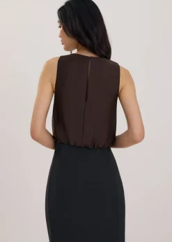Love, Bonito Work Tops|Petite-Friendly*Relaxed Satin Round Neck Crop Top