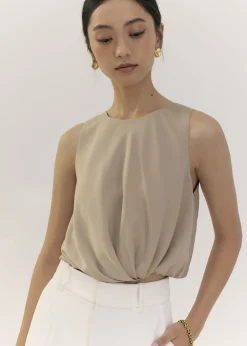 Love, Bonito Work Tops|Petite-Friendly*Relaxed Satin Round Neck Crop Top