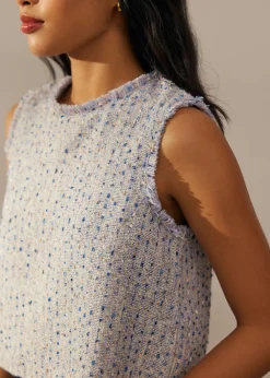 Love, Bonito Weekend & Vacation Tops|Petite-Friendly*Relaxed Tweed Boxy Shell Top