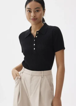 Love, Bonito Weekend & Vacation Tops|Work Tops*Ribbed Knit Collared Top