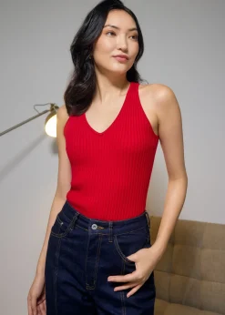 Love, Bonito Casual Tops|Tanks & Camis*Ribbed Knit V-neck Fitted Tank Top