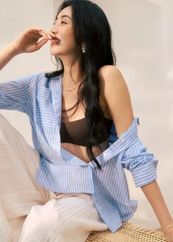 Love, Bonito Blouses & Shirts*RuchedReady® Oversized Striped Tunic Shirt