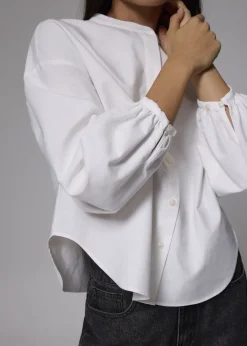 Love, Bonito Blouses & Shirts|Weekend*RuchedReady® Relaxed Cotton Collared Blouse