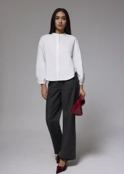 Love, Bonito Blouses & Shirts|Weekend*RuchedReady® Relaxed Cotton Collared Blouse