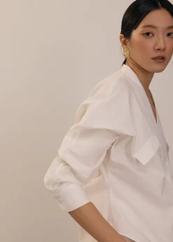 Love, Bonito Work|Tops*RuchedReady® Relaxed Poplin V-neck Blouse