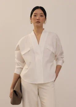 Love, Bonito Work|Tops*RuchedReady® Relaxed Poplin V-neck Blouse