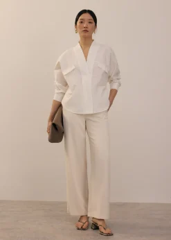 Love, Bonito Work|Tops*RuchedReady® Relaxed Poplin V-neck Blouse