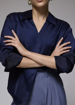 Love, Bonito Work Tops|Blouses & Shirts*RuchedReady® Satin Notch Collar Blouse