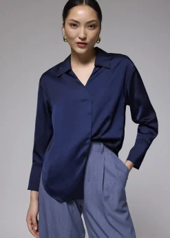 Love, Bonito Work Tops|Blouses & Shirts*RuchedReady® Satin Notch Collar Blouse