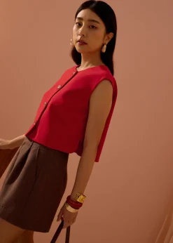 Love, Bonito Tops*Sammie Boxy Button Down Crop Top