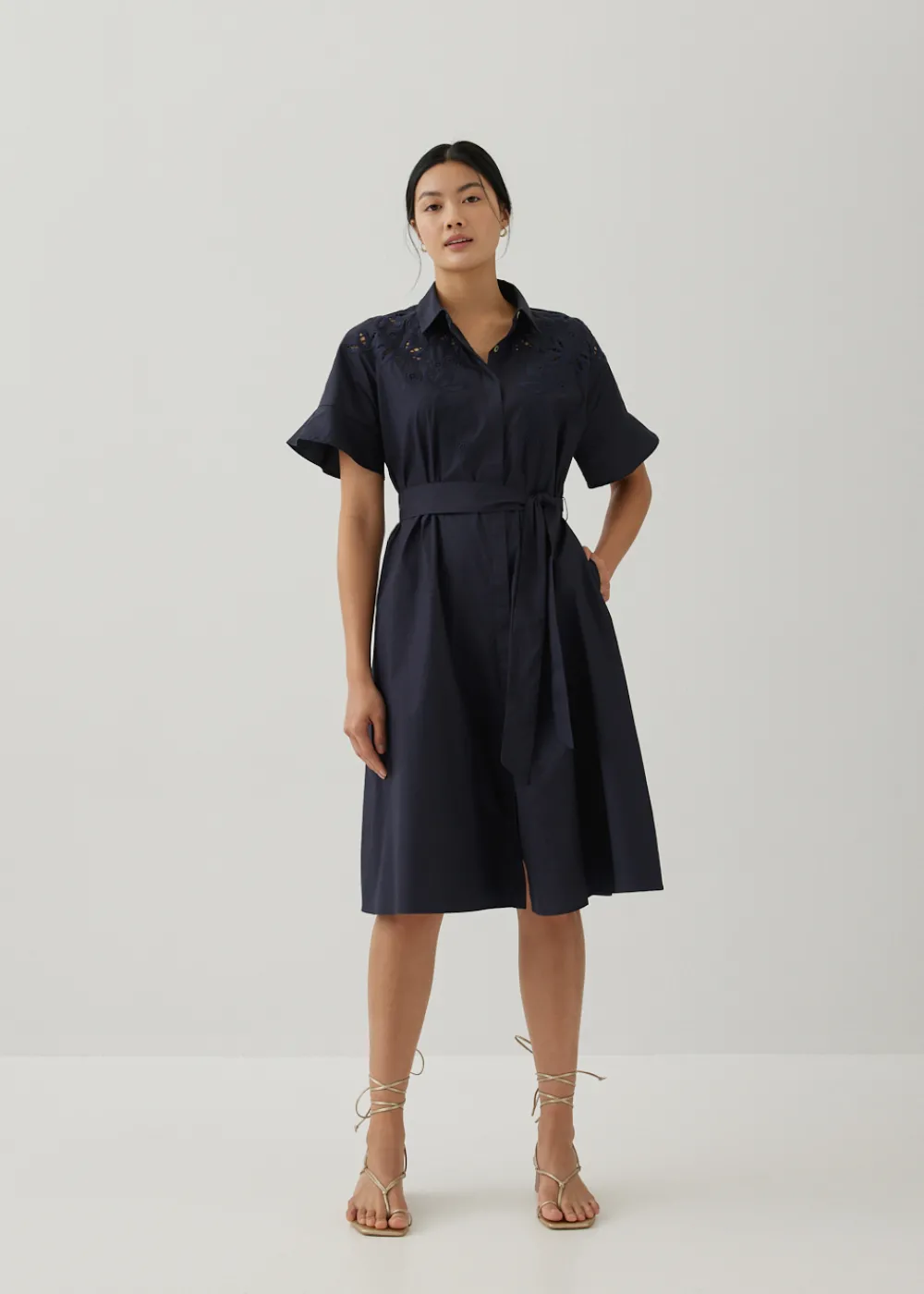 Love, Bonito Work Dresses*Sansa Openwork Embroidered Shirt Dress