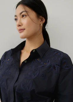 Love, Bonito Work Dresses*Sansa Openwork Embroidered Shirt Dress
