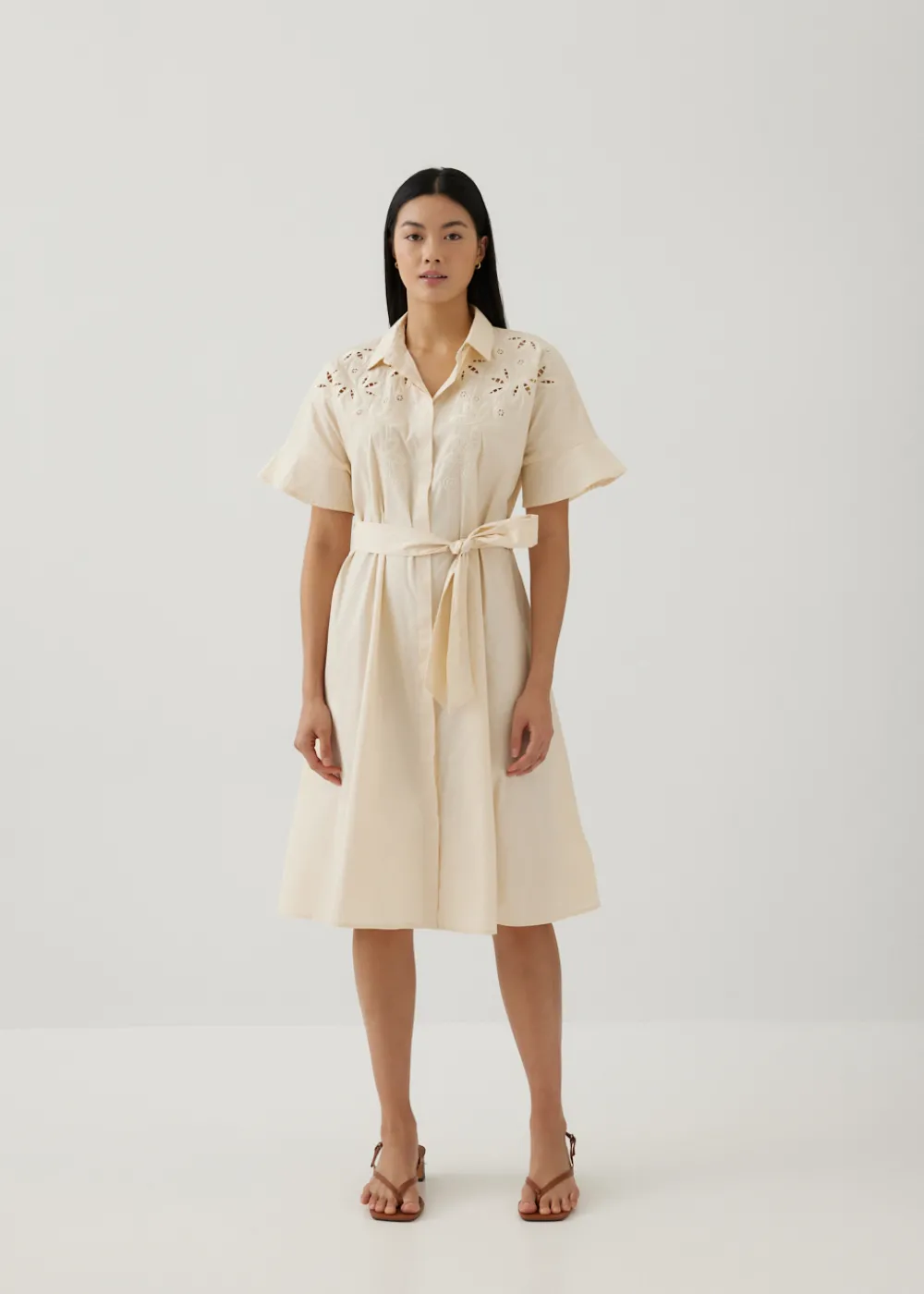 Love, Bonito Work Dresses*Sansa Openwork Embroidered Shirt Dress