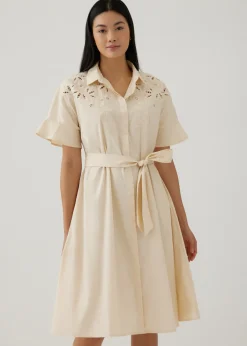 Love, Bonito Work Dresses*Sansa Openwork Embroidered Shirt Dress