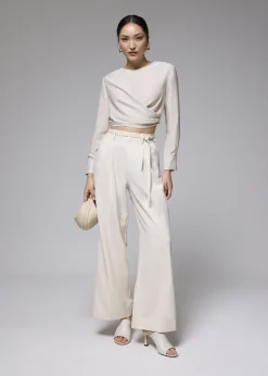 Love, Bonito Party Tops|Blouses & Shirts*Satin Crop Drape Blouse