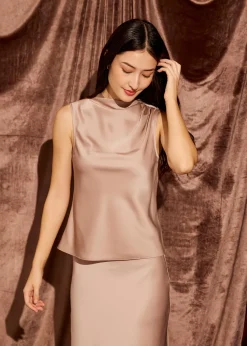Love, Bonito Party Tops|Party & Occasions*Satin Mock Neck Top