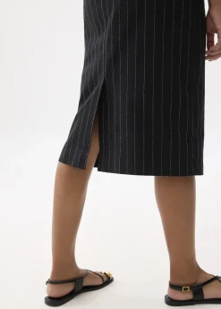 Love, Bonito Weekend|Work*Striped Linen High Waist Column Midi Skirt