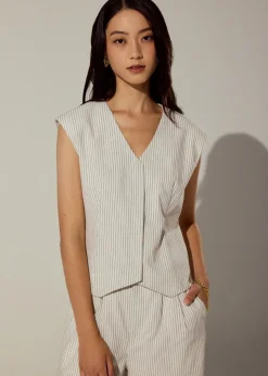 Love, Bonito Weekend|Vacation*Striped Linen Vest in