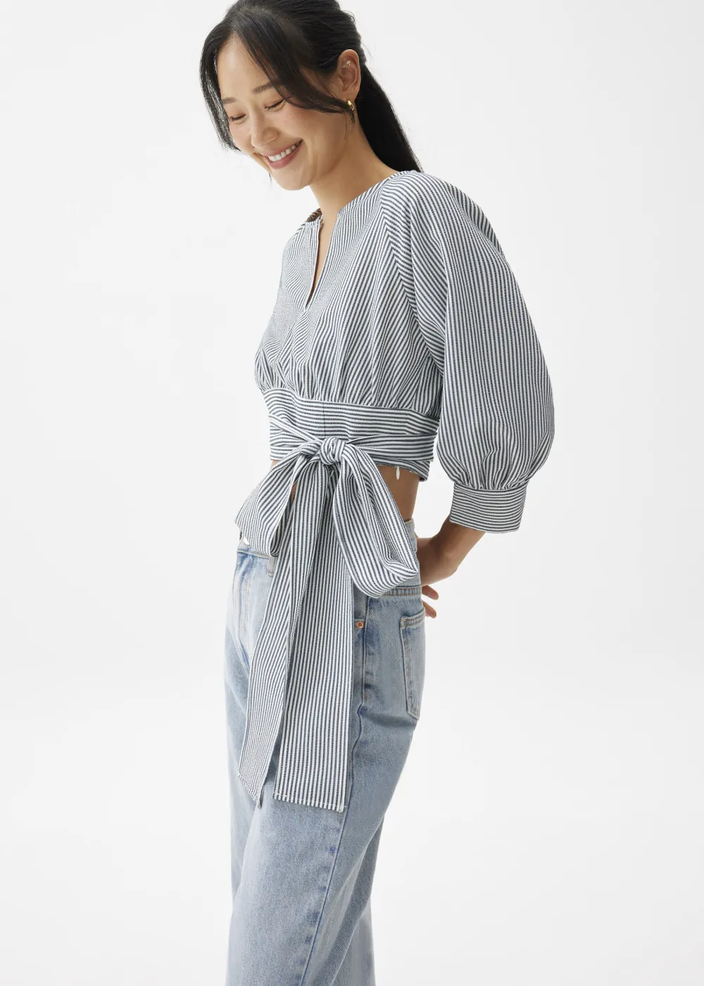 Love, Bonito Blouses & Shirts|Weekend*Striped Puff Sleeve Blouse