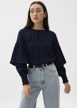 Love, Bonito Blouses & Shirts|Work Tops*Textured Polka Dot Long Sleeve Top