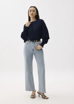 Love, Bonito Blouses & Shirts|Work Tops*Textured Polka Dot Long Sleeve Top