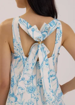 Love, Bonito Petite-Friendly|Weekend*Trapeze Tie Back Mini Dress in Tidal Blooms