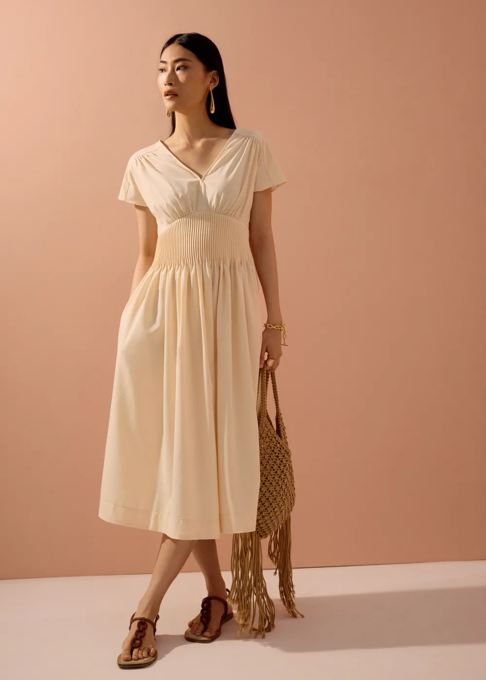 Love, Bonito Vacation|Dresses*Trinh Pintuck Plunge Fit & Flare Midaxi Dress