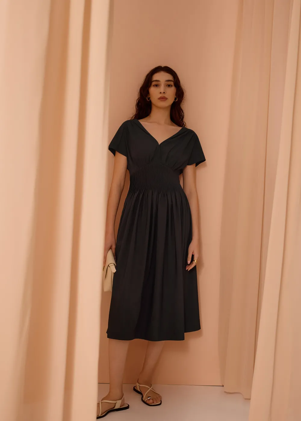 Love, Bonito Vacation|Dresses*Trinh Pintuck Plunge Fit & Flare Midaxi Dress