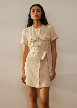 Love, Bonito Work|Dresses*Tweed Belted Button Down Shift Dress