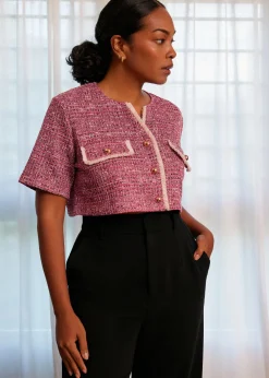 Love, Bonito Work Tops|Petite-Friendly*Tweed Boxy Cropped Top