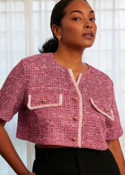 Love, Bonito Work Tops|Petite-Friendly*Tweed Boxy Cropped Top