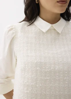 Love, Bonito Straight|Work Tops*Tweed Cotton Collared Shirt