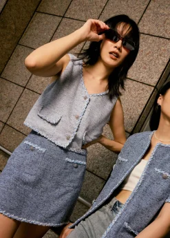 Love, Bonito Petite-Friendly|Weekend*Tweed V-Neck Boxy Crop Vest
