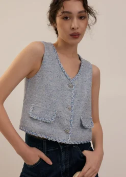 Love, Bonito Petite-Friendly|Weekend*Tweed V-Neck Boxy Crop Vest