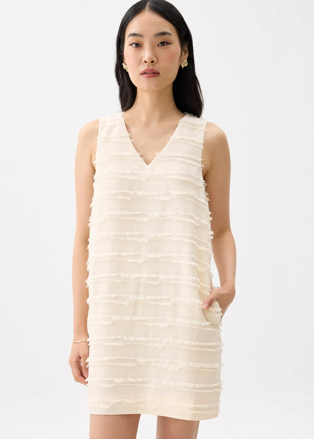 Love, Bonito Weekend Dresses|Weekend*V-neck Fray Shift Mini Dress