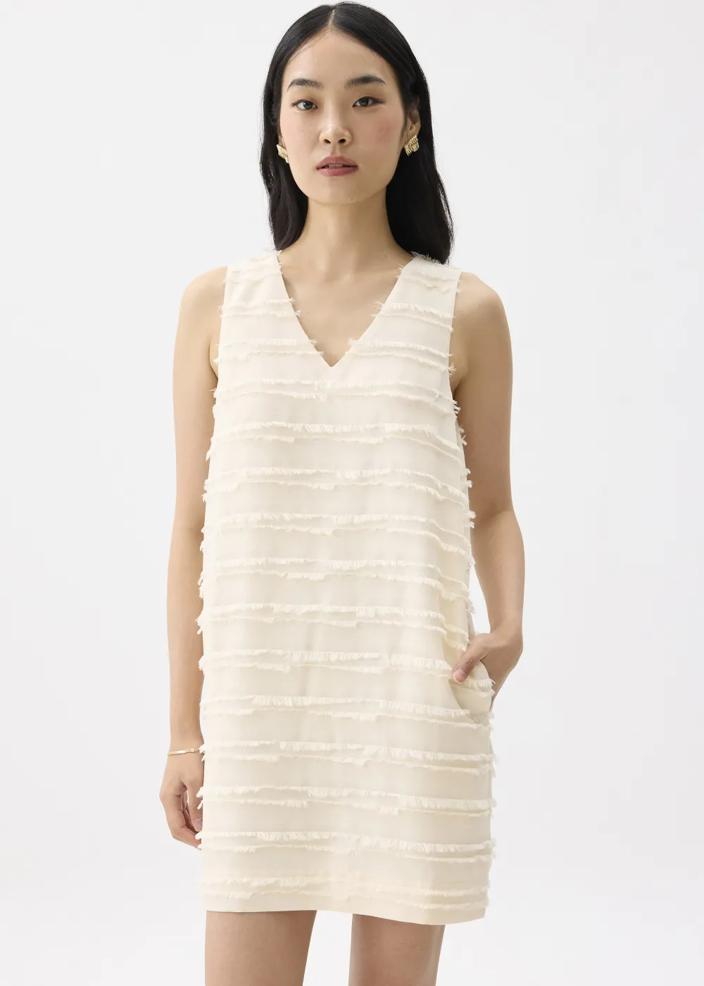 Love, Bonito Weekend Dresses|Weekend*V-neck Fray Shift Mini Dress