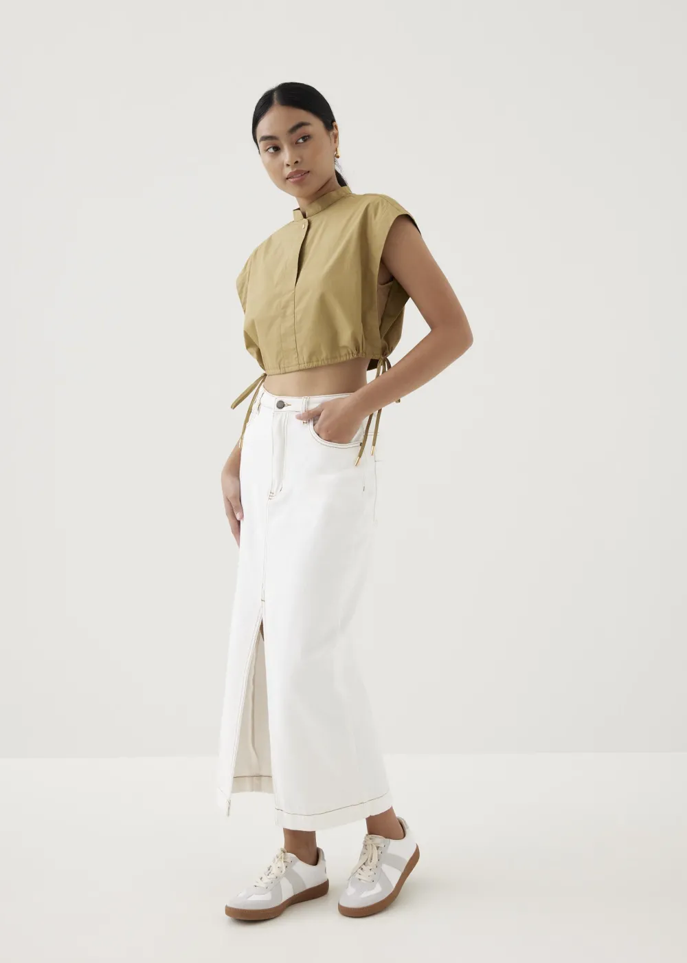 Love, Bonito Blouses & Shirts|Weekend*Xia Crop Mandarin Collar Top