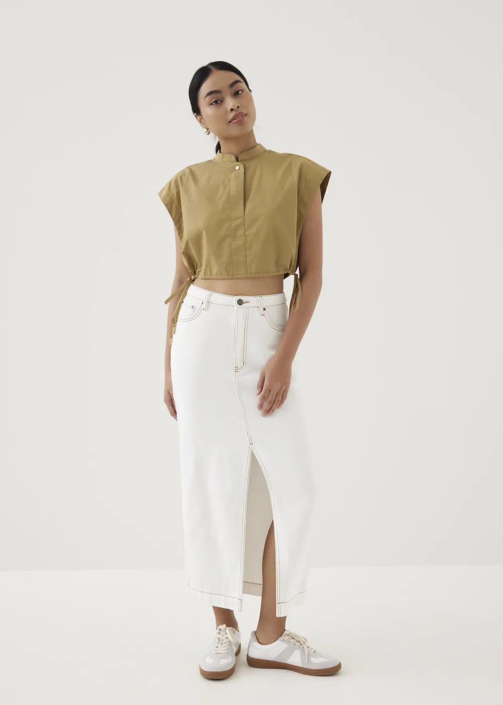 Love, Bonito Blouses & Shirts|Weekend*Xia Crop Mandarin Collar Top