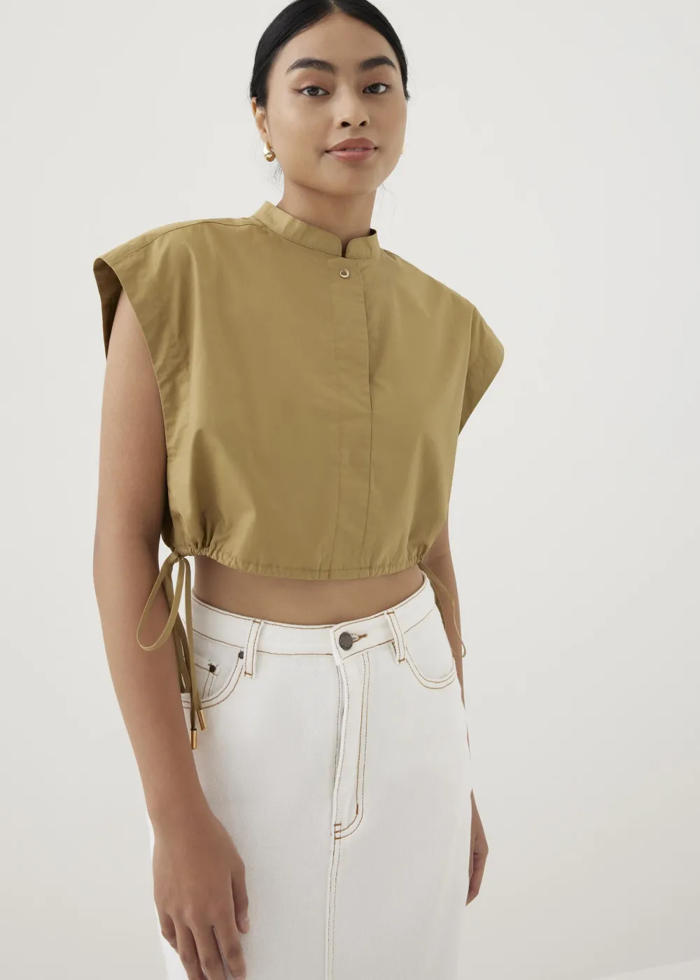 Love, Bonito Blouses & Shirts|Weekend*Xia Crop Mandarin Collar Top