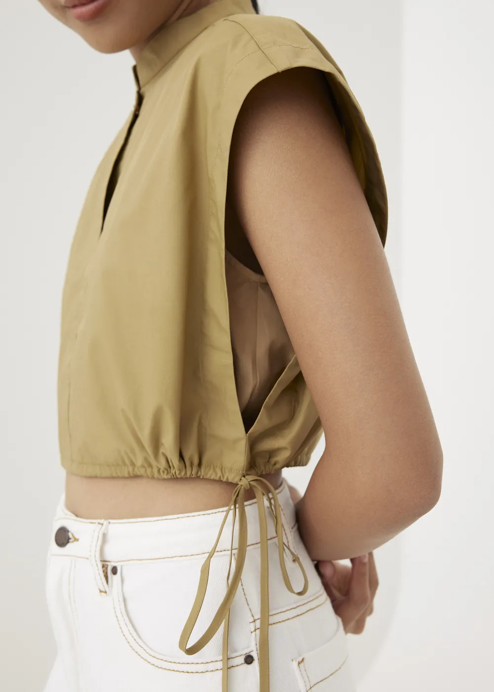 Love, Bonito Blouses & Shirts|Weekend*Xia Crop Mandarin Collar Top