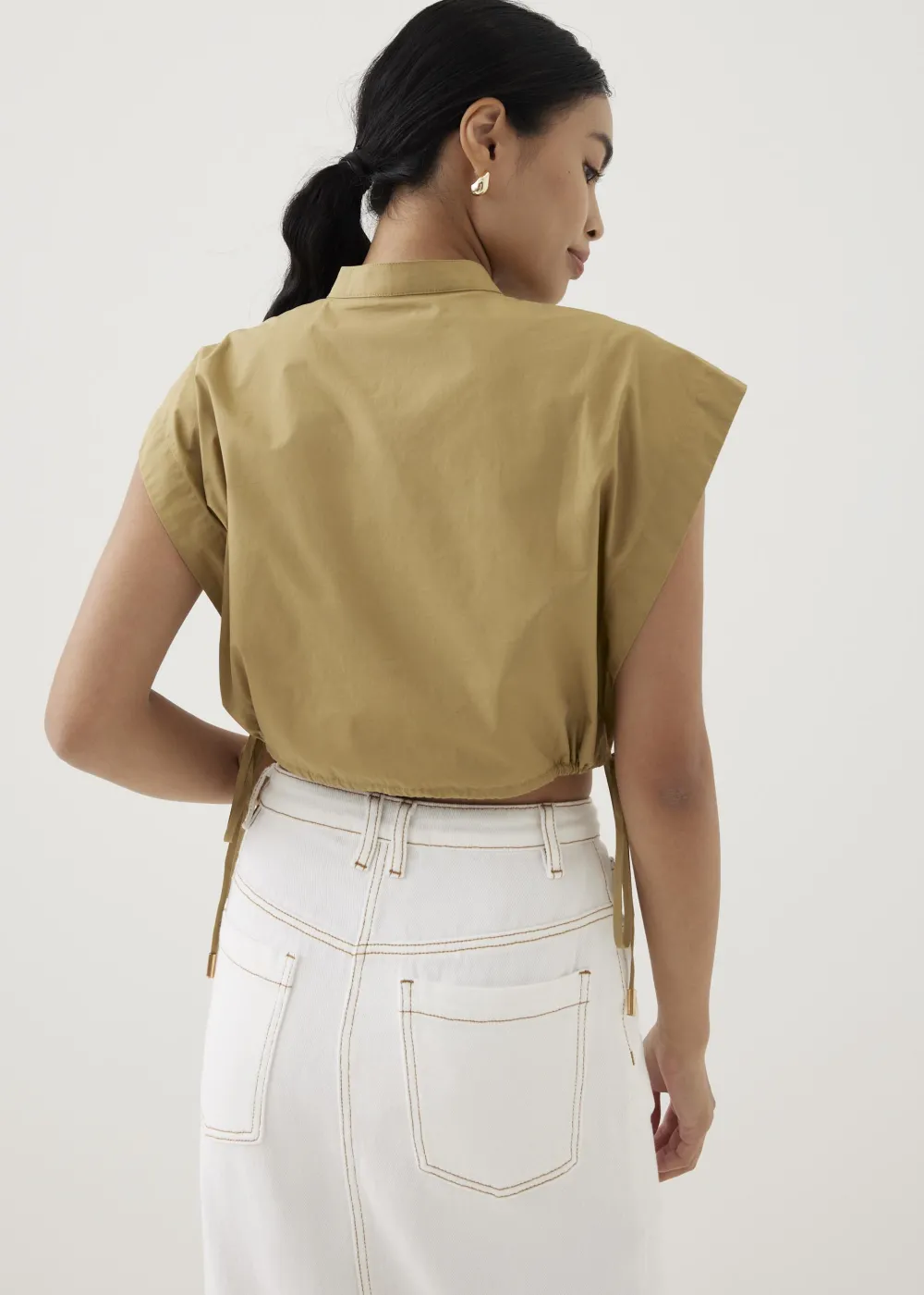 Love, Bonito Blouses & Shirts|Weekend*Xia Crop Mandarin Collar Top