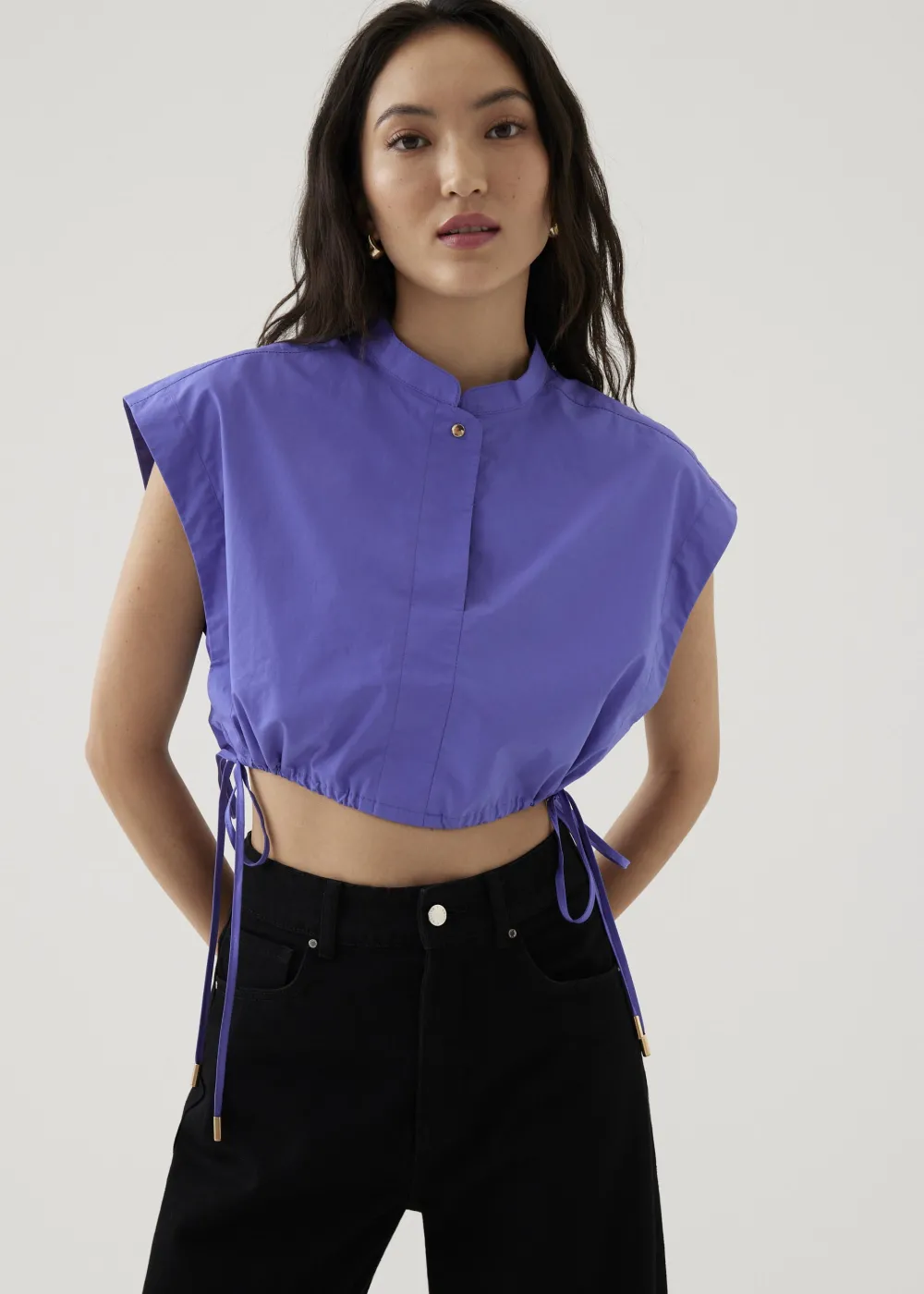 Love, Bonito Blouses & Shirts|Weekend*Xia Crop Mandarin Collar Top