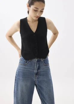 Love, Bonito Work Tops|Work*Yuna Relaxed V-neck Vest